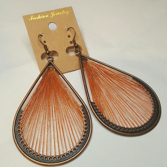 Jewelry - Copper Orange And Gold Strand Earrings